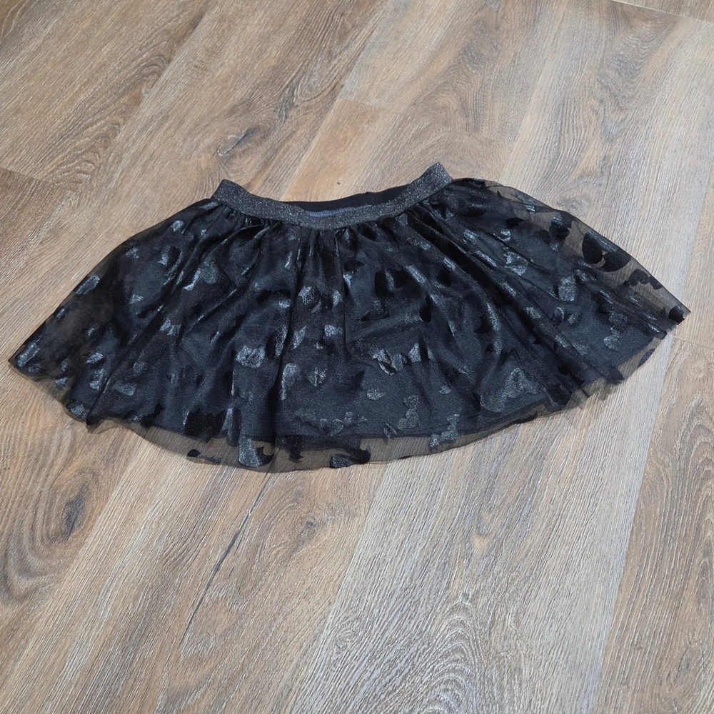 Way to Celebrate Halloween Girls Black Bat Tutu Skirt Glitter Waistband 5T
